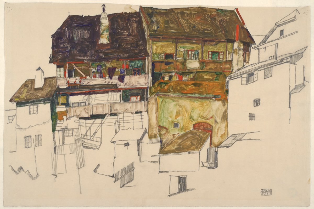 Egon-Schiele-Old-Houses-in-Cesky-Krumlov-1914